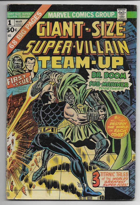 Giant-Size Super-Villain Team-Up #1 (1975), raw comic book in VF+ condition — front cover