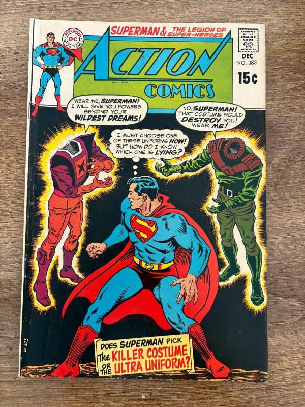 Action Comics #383 (DC Comics, 1969), raw comic book in VF- condition — front cover