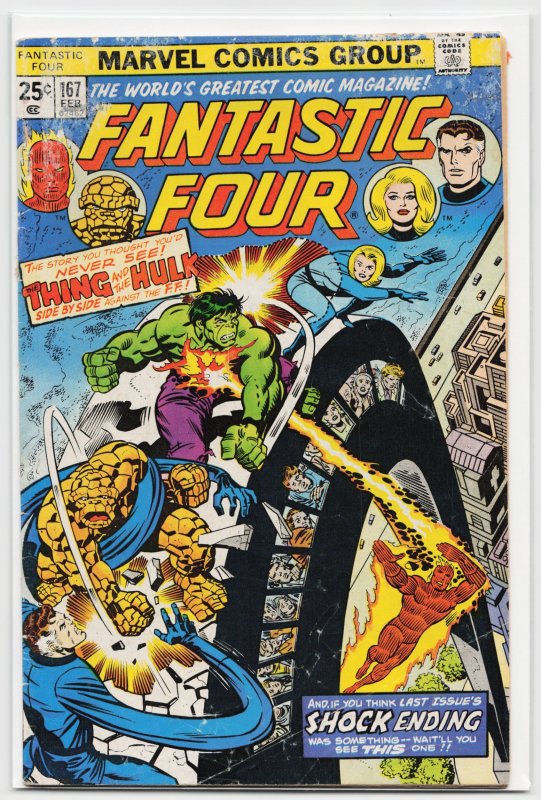 Fantastic Four #167 (Marvel Comics, 1976), raw, ungraded comic book — front cover