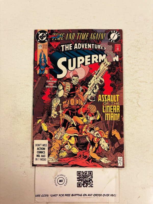 Adventures of Superman #476 (DC Comics, 1991), raw comic book in NM condition — front cover