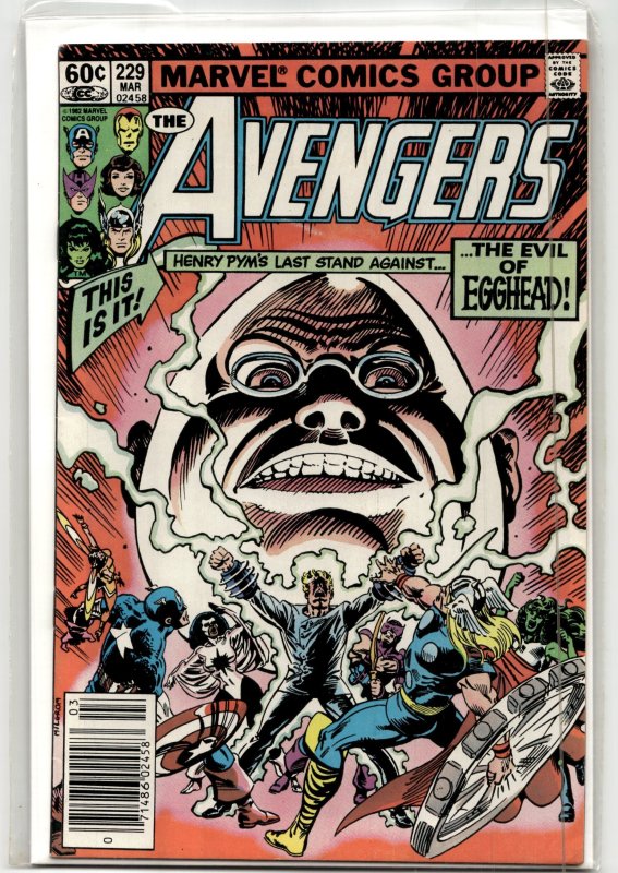 The Avengers #229 (Marvel Comics, 1983), raw, ungraded comic book — front cover