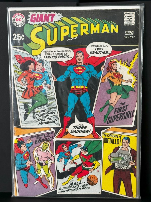 Superman #217 (DC Comics, 1969), raw, ungraded comic book — front cover