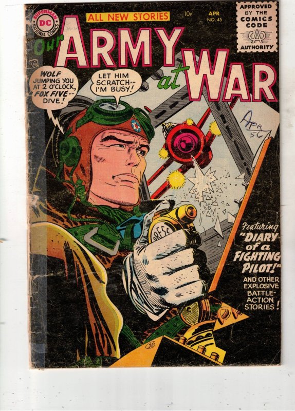 Our Army at War #45 (DC Comics, 1956), raw comic book in GD condition — front cover