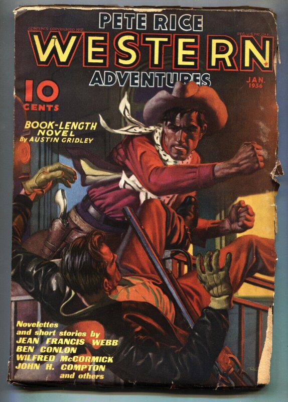 Pulp: Pete Rice January 1936- Street and Smith Pulp- R.G. Harris-Western (1936), raw, ungraded comic book — front cover