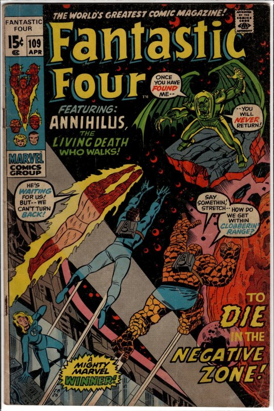 Fantastic Four #109 (Marvel Comics, 1971), raw, ungraded comic book — front cover