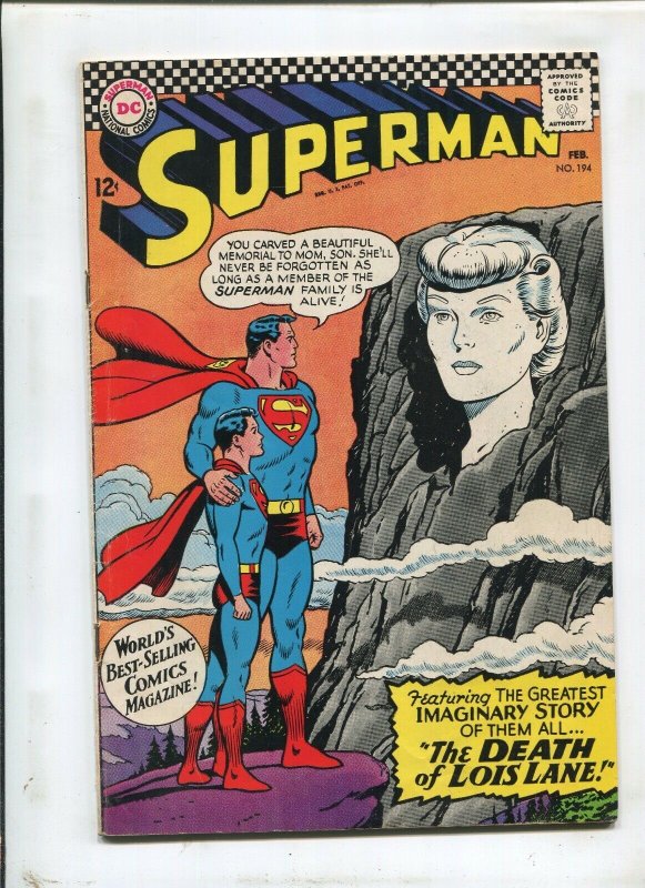 Superman #194 (DC Comics), raw comic book in 7.5 condition — front cover