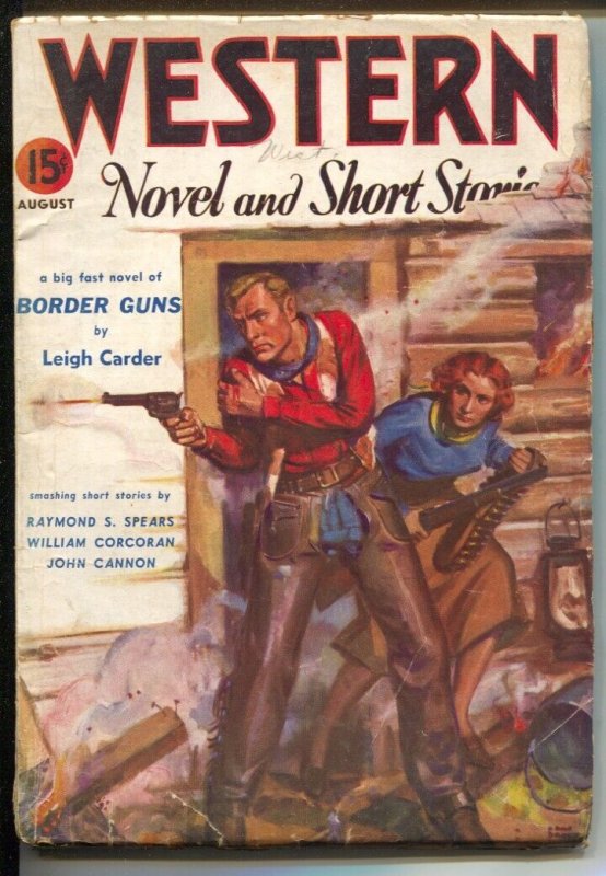 Pulp: Western Novel and Short Stories Pulp 8/1936-Red Circle-1st Appearance ..., raw, ungraded comic book — front cover