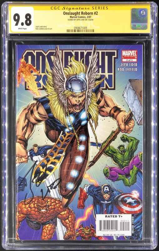 Onslaught Reborn #2 (Marvel Comics, 2007), CGC 9.8 graded comic book, Signature Series label — front cover in its holder