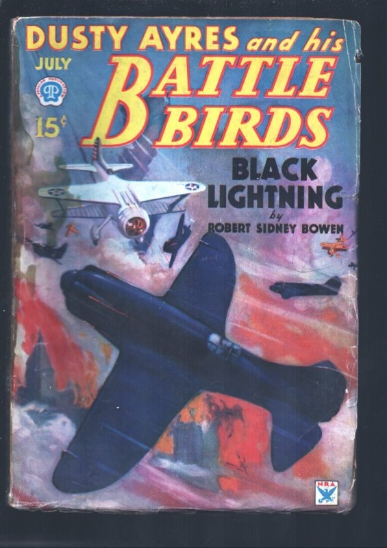 Dusty Ayres and His Battle Birds 7/1934-Popular-First Issue Aviation Pulp Mag-Fr, raw, ungraded comic book — front cover