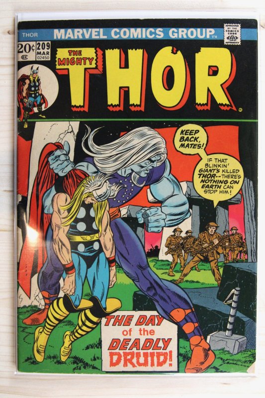 Thor #209 (Marvel Comics, 1973), raw comic book in VF- 7.5 condition — front cover
