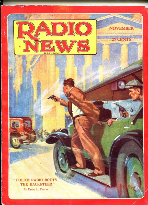 Radio News 11/1929-Howard V Brown-Gunfight-Ham RADIO-TELEVISION-fn, raw, ungraded comic book — front cover