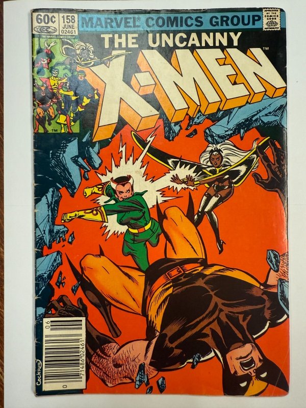 Uncanny X-Men #158 (Marvel Comics, 1982), raw comic book in FN condition — front cover