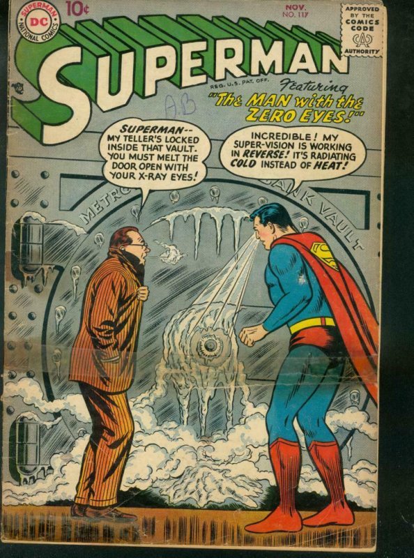 Superman #117 (DC Comics, 1957), raw comic book in FR condition — front cover