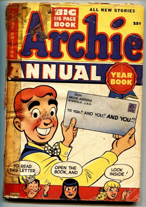 Archie Annual #1-1950-BETTY-VERONICA-Over 100 PAGES-Scarce Issue! (Archie Comics, 1950), raw, ungraded comic book — front cover