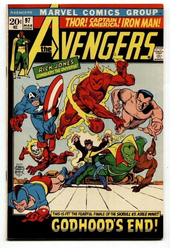 Avengers #97 (Marvel Comics), raw comic book in VF/NM condition — front cover