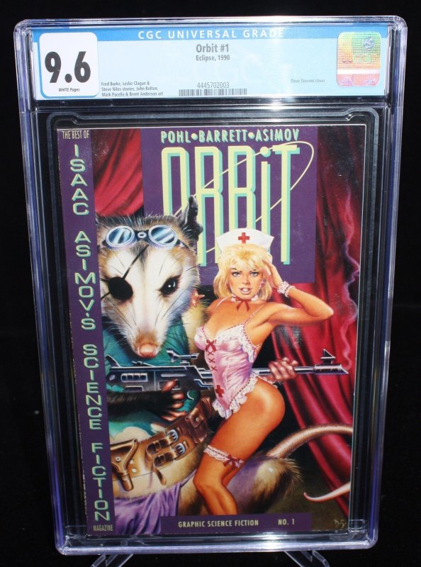Orbit #1 (1990), CGC 9.6 graded comic book, Universal Blue label — front cover in its holder