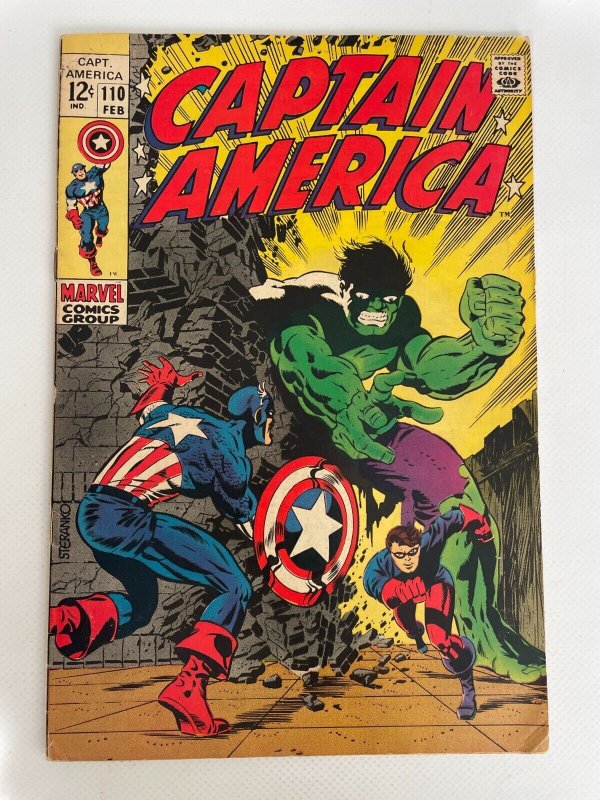 Captain America #110 (Marvel Comics), raw comic book in VF condition — front cover