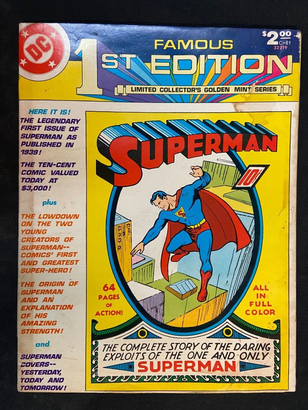 Superman Famous 1st Edition Treasury Vg-, raw comic book in VG- condition — front cover