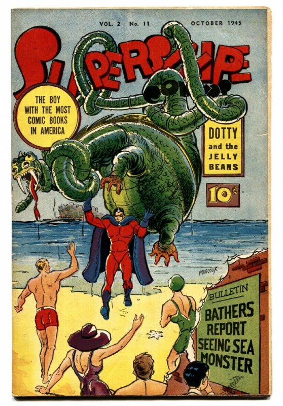Supersnipe Vol. 2 #11 (1945), raw comic book in VF/NM condition — front cover