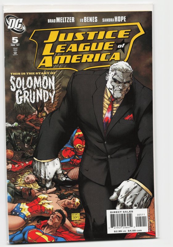 Justice League of America #5 (DC Comics, 2007), raw, ungraded comic book — front cover