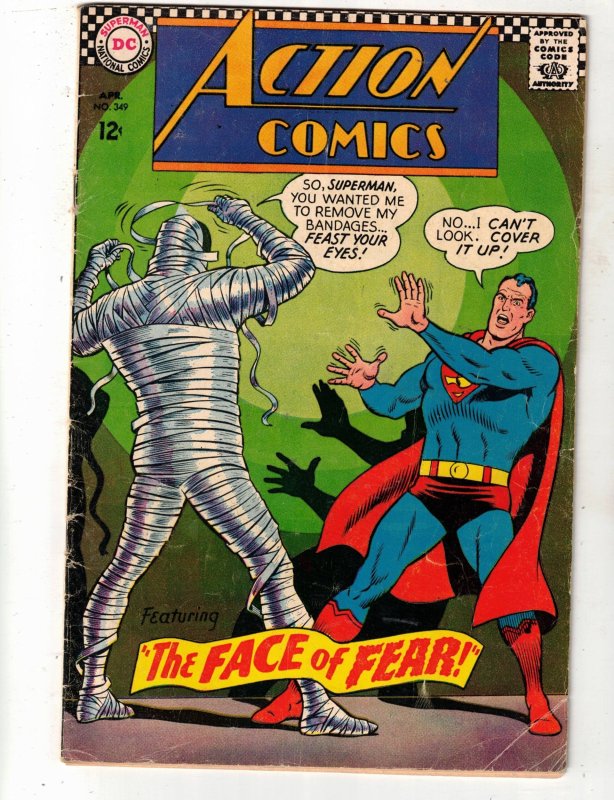 Action Comics #349 (DC Comics, 1967), raw comic book in VG condition — front cover