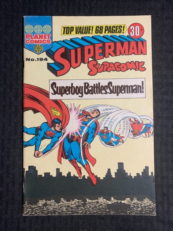 Vintage Superman Supacomic Planet Comics #194, raw comic book in VG/FN 5.0 condition — front cover