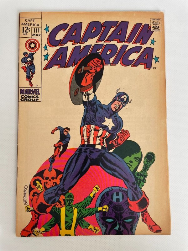 Captain America #111 (Marvel Comics), raw comic book in VF/NM condition — front cover