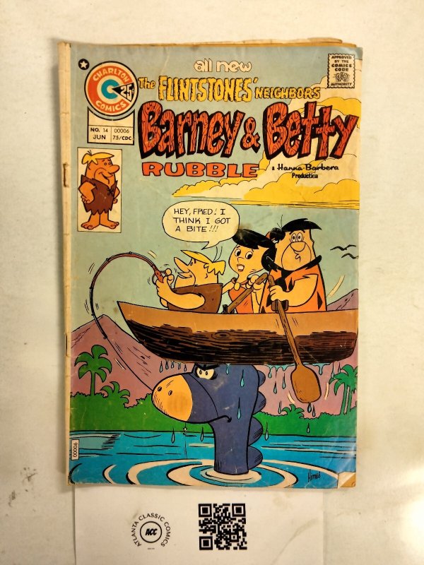 Barney & Betty Rubble #14 (Charlton Comics), raw comic book in VG condition — front cover