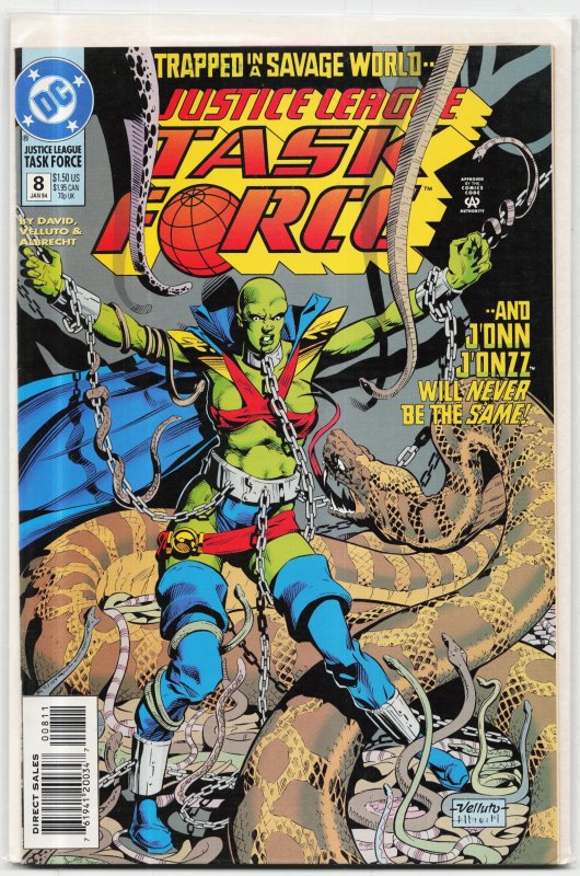 Justice League Task Force #8 (DC Comics, 1994), raw, ungraded comic book — front cover