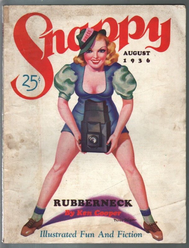 Pulp: Snappy-8/1936-Peter Driben Cover Art-spicy Interior Art-pulp Fiction-VG, raw comic book in VG condition — front cover