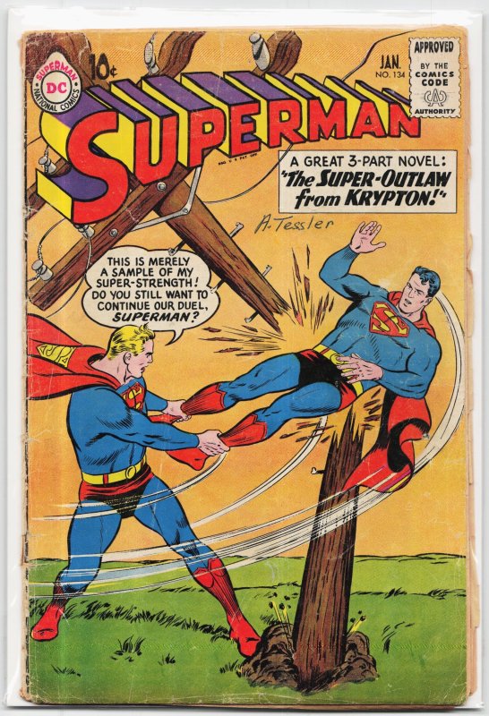 Superman #134 (DC Comics, 1960), raw, ungraded comic book — front cover