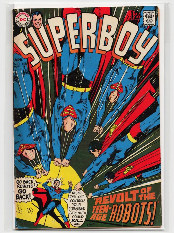 Superboy #155 (DC Comics, 1969), raw, ungraded comic book — front cover