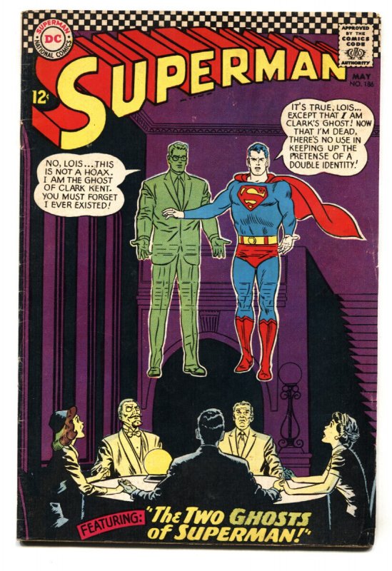 Superman #186 (DC Comics, 1966), raw comic book in VG/FN condition — front cover