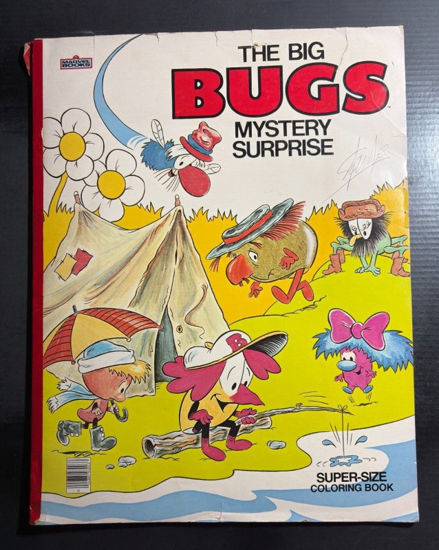 1983 THE BIG Bugs Mystery Surprise Coloring Book G/VG 3.0 Signed by Stan Lee (1983), raw comic book in VG 3.0 condition — front cover