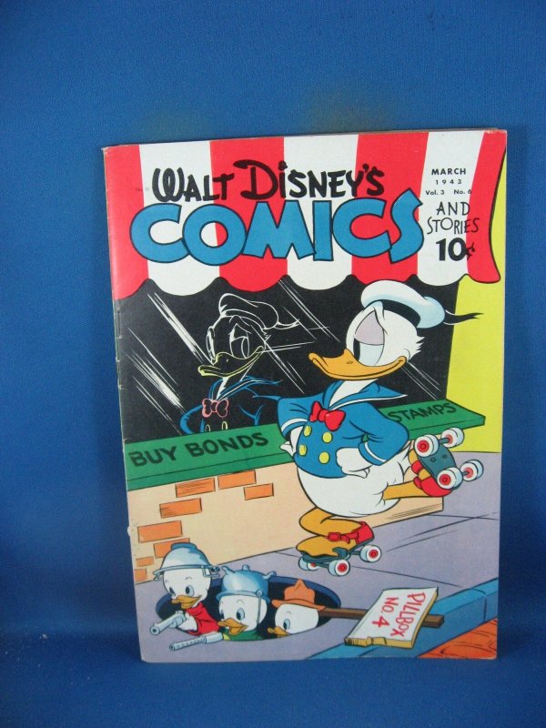 Walt Disney Comics Stories #30 (Dell Comics, 1943), raw comic book in VF condition — front cover