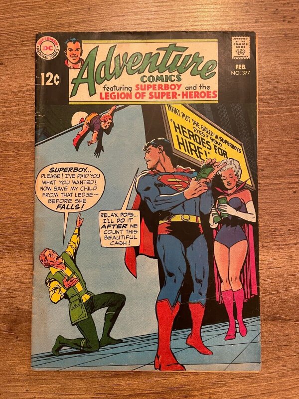 Adventure Comics #377 (DC Comics), raw comic book in FN- condition — front cover