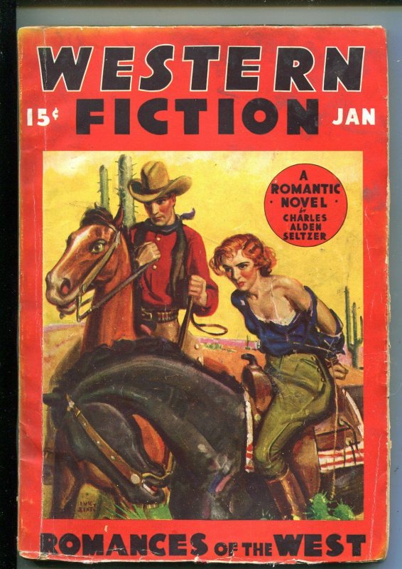 Western Fiction 01/1935-1ST Issue-Bound Babe-Spicy Pulp THRILLS-vg, raw, ungraded comic book — front cover