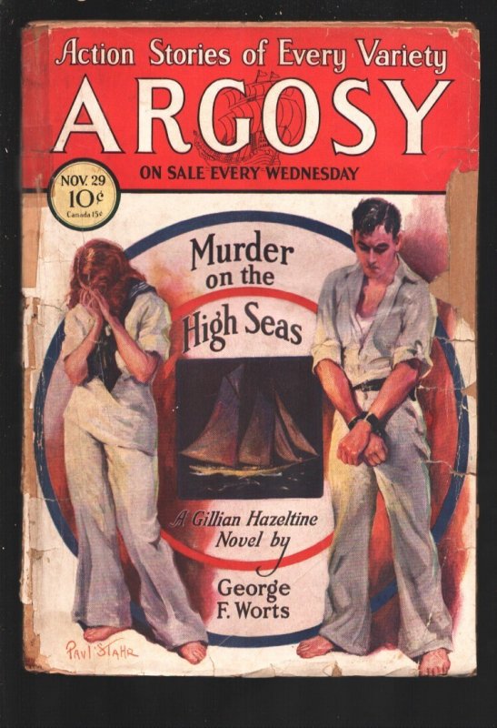 Argosy 11/29/1930-Paul Stahr-George F. Worts-Snake Mother Sci-Fi Fantasy by a. M, raw, ungraded comic book — front cover