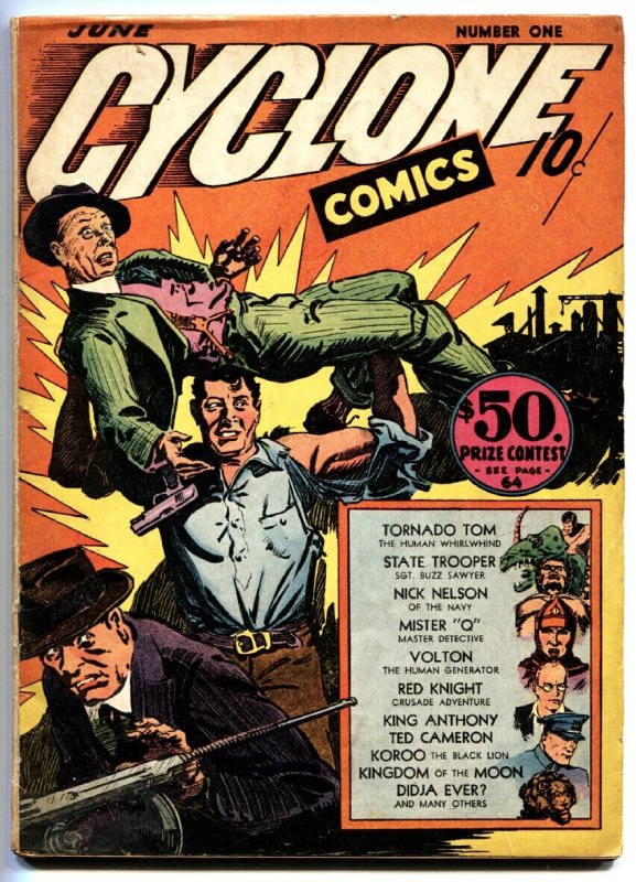 Cyclone #1 (1940), raw comic book in FN- condition — front cover
