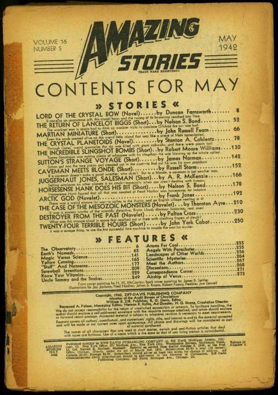 Pulp: Amazing Stories Pulp May 1942- Lord of the Crytal Bow- Farnsworth- Re... (1942), raw, ungraded comic book — front cover