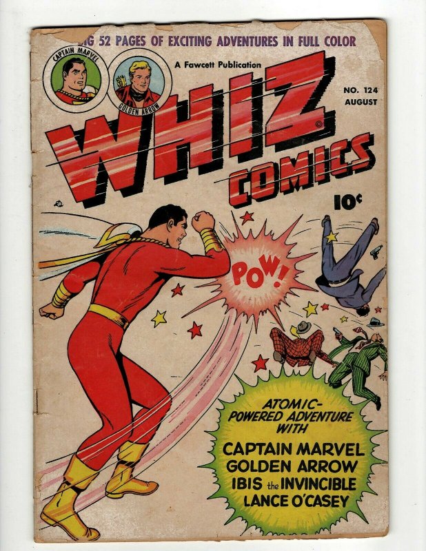 Whiz Comics #124 (Fawcett Publications), raw comic book in VG- condition — front cover