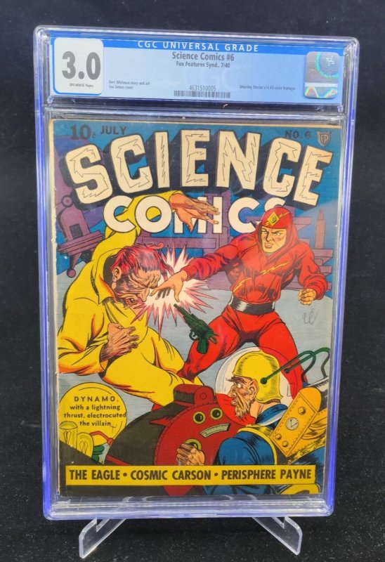 Science Comics #6 (1940), CGC 3.0 graded comic book, Universal Blue label — front cover in its holder