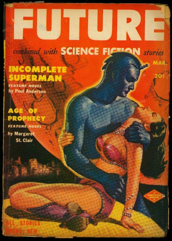 Pulp: Future Science Fiction Pulp March 1951- Incomplete Superman- Poul Ande... (1951), raw, ungraded comic book — front cover