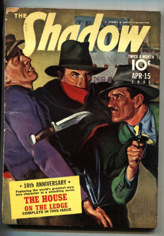The Shadow Pulp April #15 (Street & Smith, 1941), raw comic book in VG condition — front cover