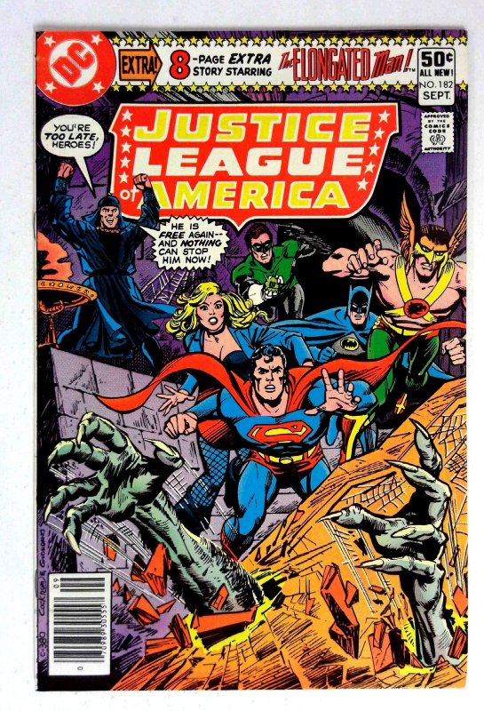 Justice League of America #182 (DC Comics, 1980), raw comic book in VF/NM condition — front cover