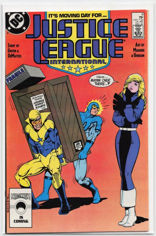 Justice League International #8 (1987), raw, ungraded comic book — front cover