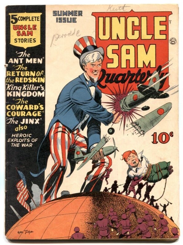 Uncle Sam Quarterly #3 (Quality Comics, 1942), raw comic book in VG condition — front cover