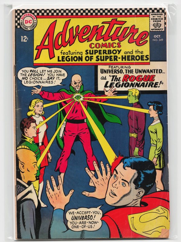 Adventure Comics #349 (DC Comics, 1966), raw, ungraded comic book — front cover