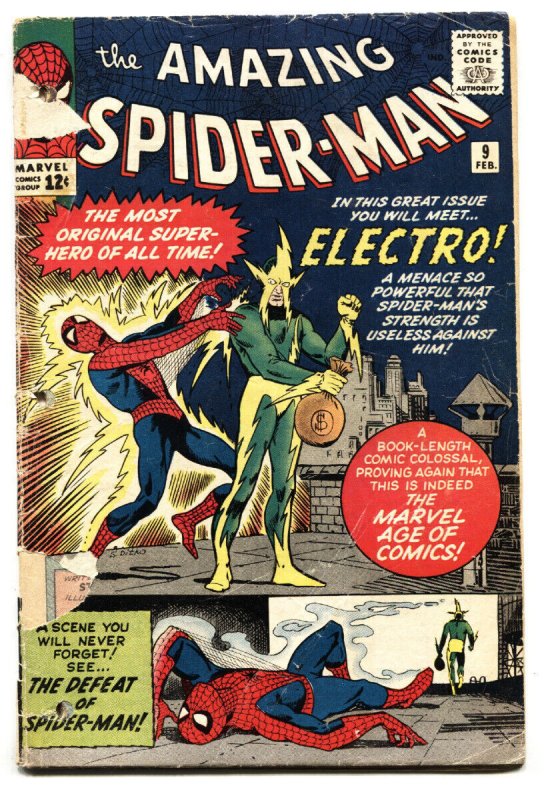 Amazing Spider-Man #9 (Marvel Comics, 1964), raw comic book in FR condition — front cover