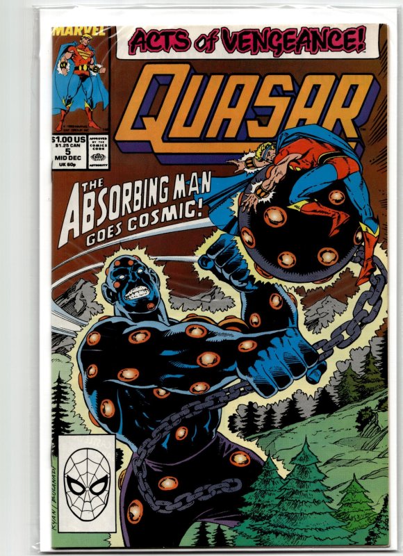 Quasar #5 (Marvel Comics, 1989), raw, ungraded comic book — front cover